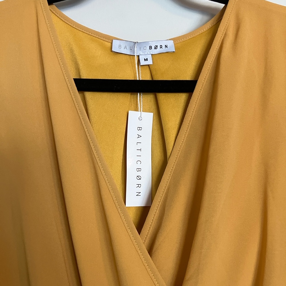 NWT Baltic Born Lydia Mustard Gold Maxi Chiffon Wrap Dress Prom Formal - Picture 5 of 9